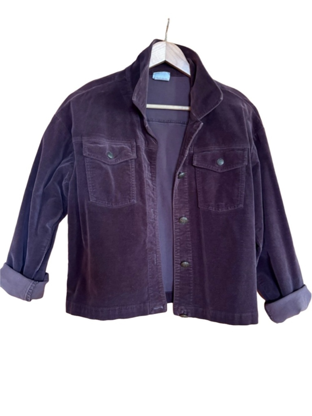 Two Star Dog Vintage XS Dark Brown Velour Button-Up Jacket